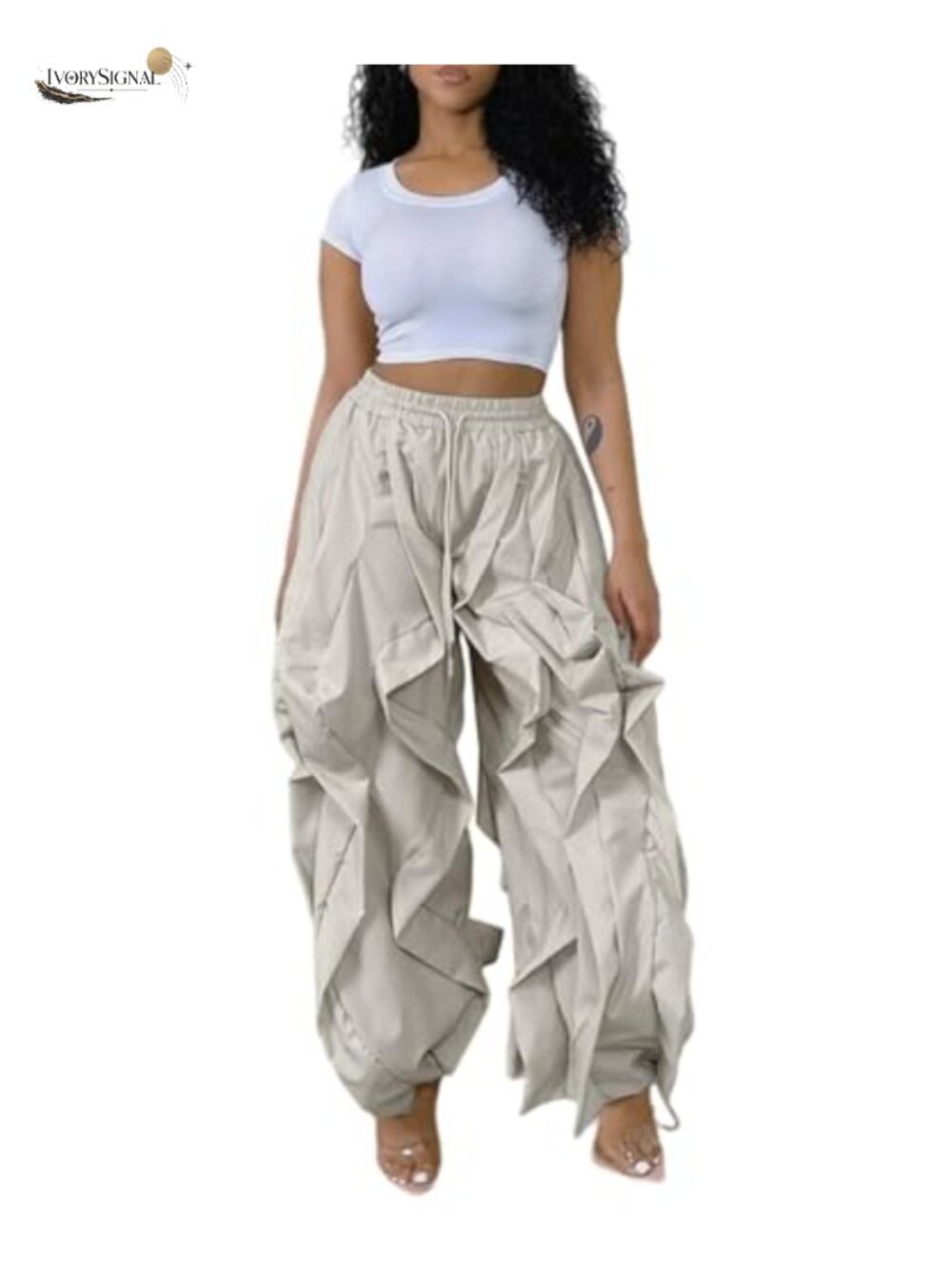 Cargo Pants for Women Baggy Parachute Balloon Sweatpants High Rise Elastic Waist